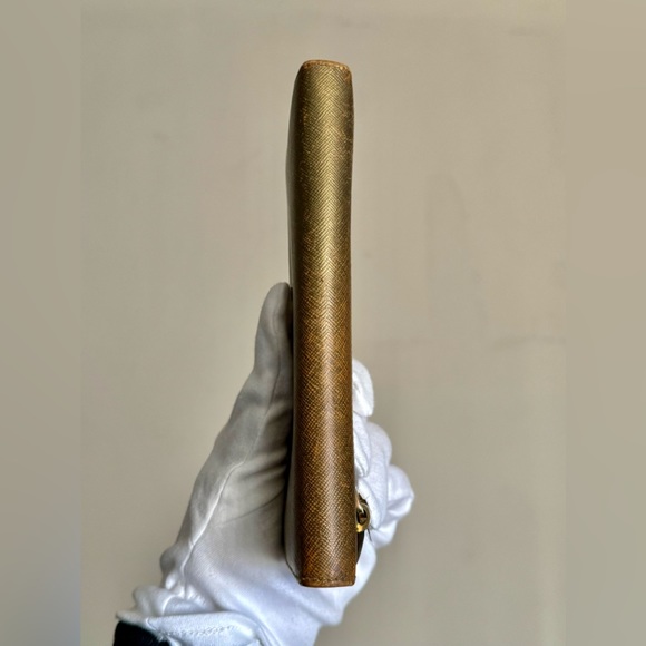 Prada Metallic Gold Saffiano Leather Lux Long Wallet - Picture 4 of 16